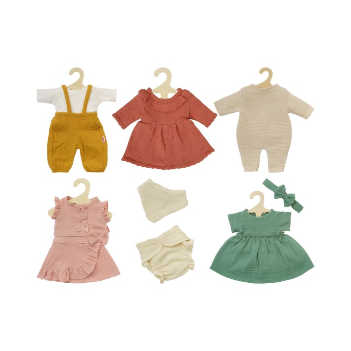 Puppenkleider-Set Bio, 5-teilig, inkl. Holzkleiderbügeln