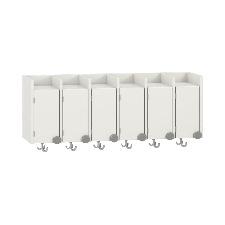 Doppelablage Lyra mit Haken, 6 Türen links, B119,1 x H42,5 x T33 cm