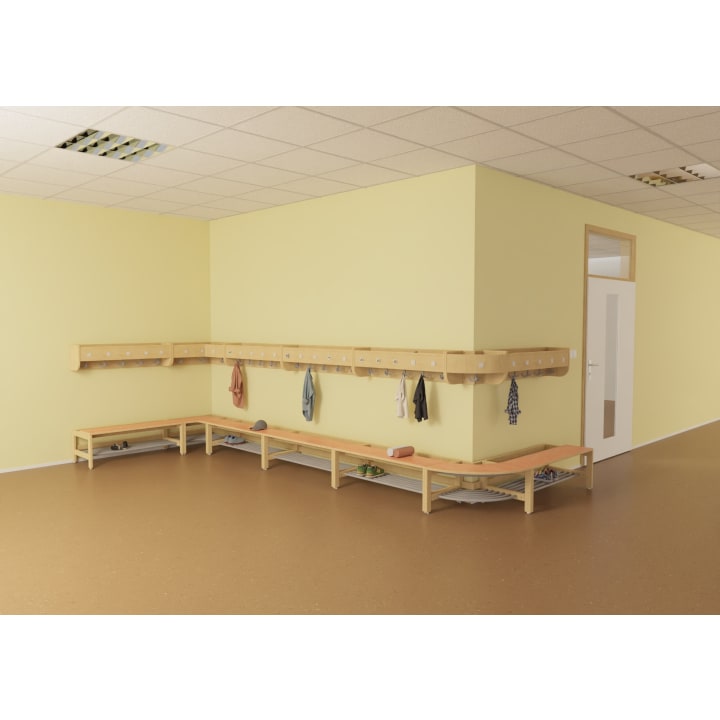 Mützenablage YUNA, versch. Hakenfarben, 5 Fächer, B 99,5 x H 25,6 x T 22,1 cm