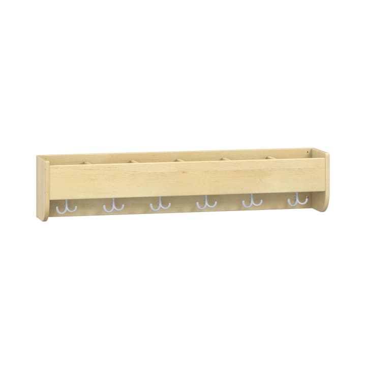 Mützenablage YUNA, versch. Hakenfarben, 6 Fächer, B 120 x H 25,6 x T 22,1 cm