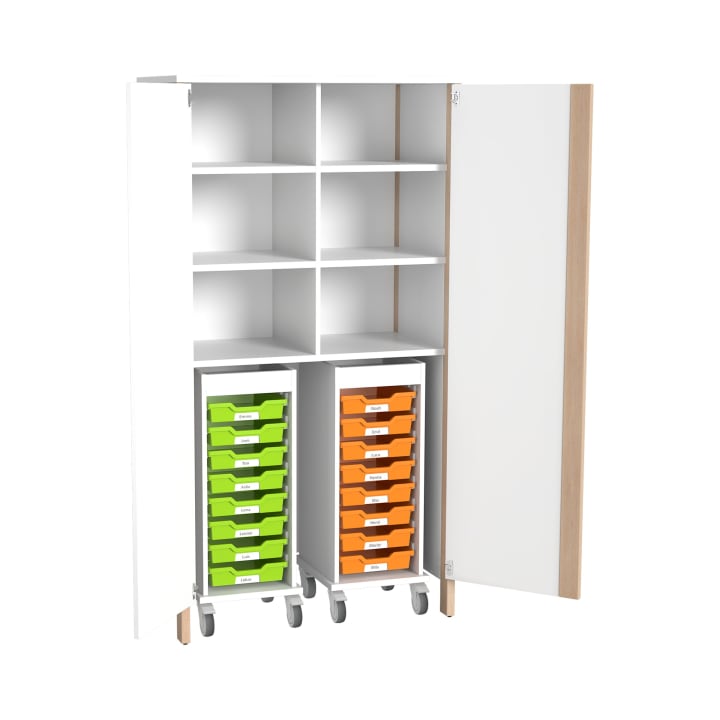 Materialschrank Linus mit 2 Rollwagen, B 110,4 x H 208,6 (mit Füßen) x T 60 cm