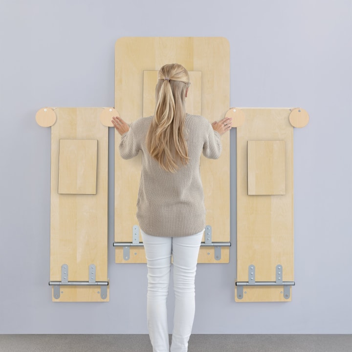 Wandklapptisch, eckig L 120 x B 70 cm und 2 Wandklappbänke L 105 x B 35 cm