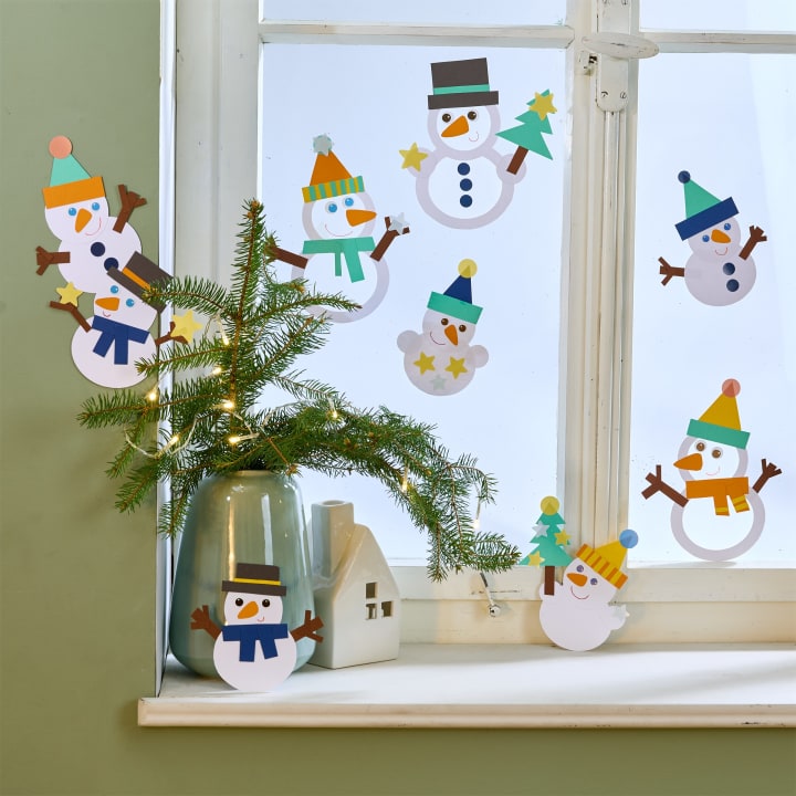 Sachenmacher Fensterbild Schneemänner, Bastelset Winter, 9 St., ab 5 J