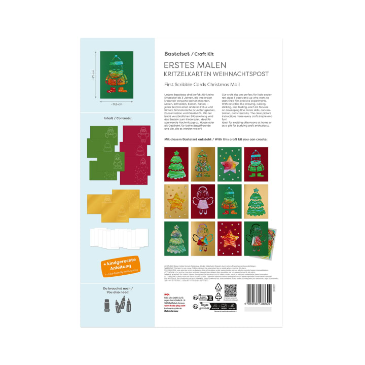 Sachenmacher Erstes Malen Weihnachtskarten, Bastelset, 12 St., ab 3 J.