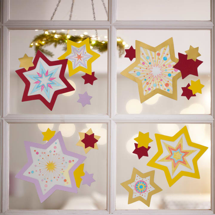 Sachenmacher Fensterbild Sterne, Bastelset Weihnachten, 32 St., ab 5 J