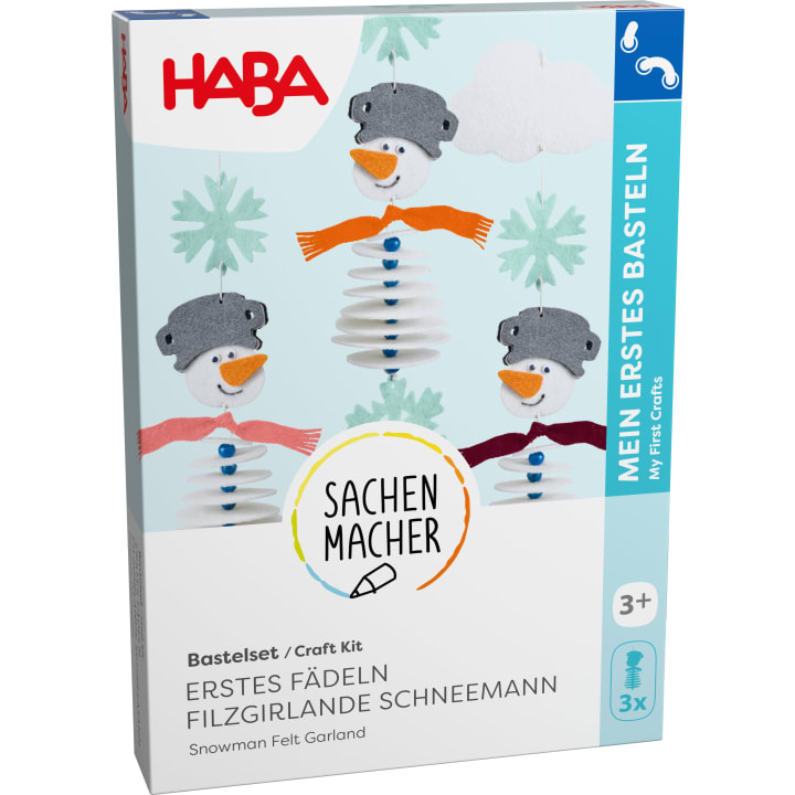 Sachenmacher Erstes Fädeln Filzgirlande Schneemann, Bastelset, ab 3 J.
