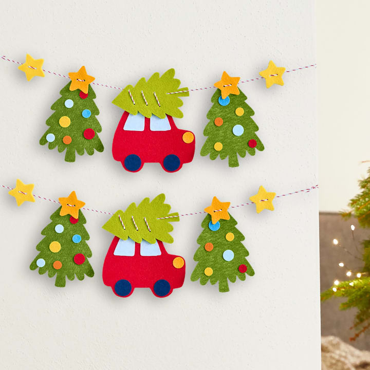Sachenmacher Erstes Fädeln Filzgirlande Tannenbaum, Bastelset, ab 3 J.