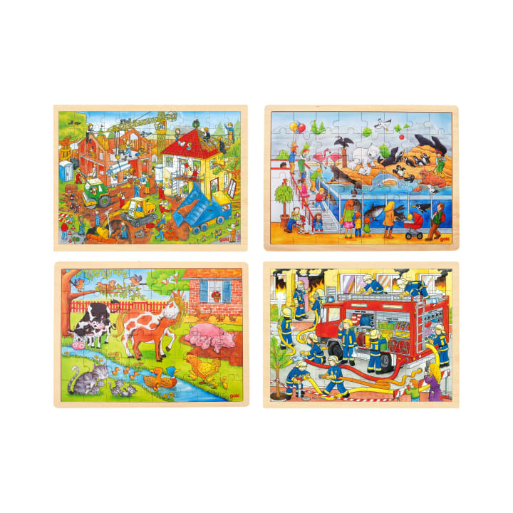 goki Wimmelpuzzle-Set, 4 Puzzles