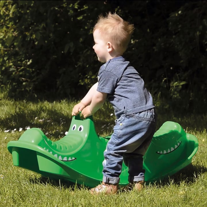 Krokodil-Kinderwippe, Outdoor-Spielzeug ab 1,5 Jahren