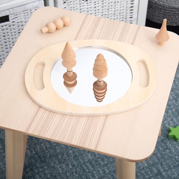 Handspiegel Holz & Acryl, für (kleine) Kinderhände, 2 Griffe