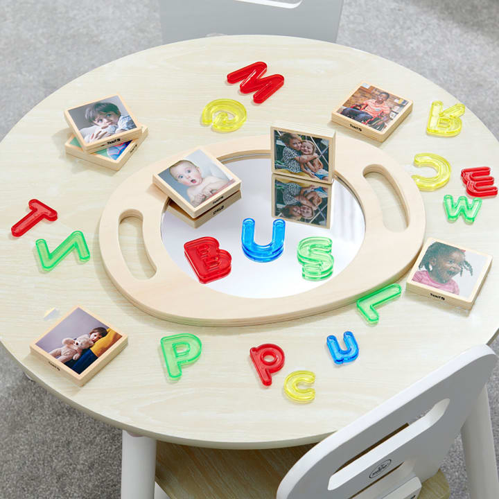 Handspiegel Holz & Acryl, für (kleine) Kinderhände, 2 Griffe