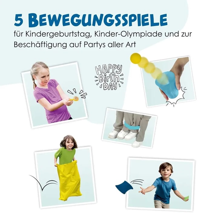 Kinder-Partyspiele, XXL Spiele-Set, 5 Spiele, ab 3 Jahren
