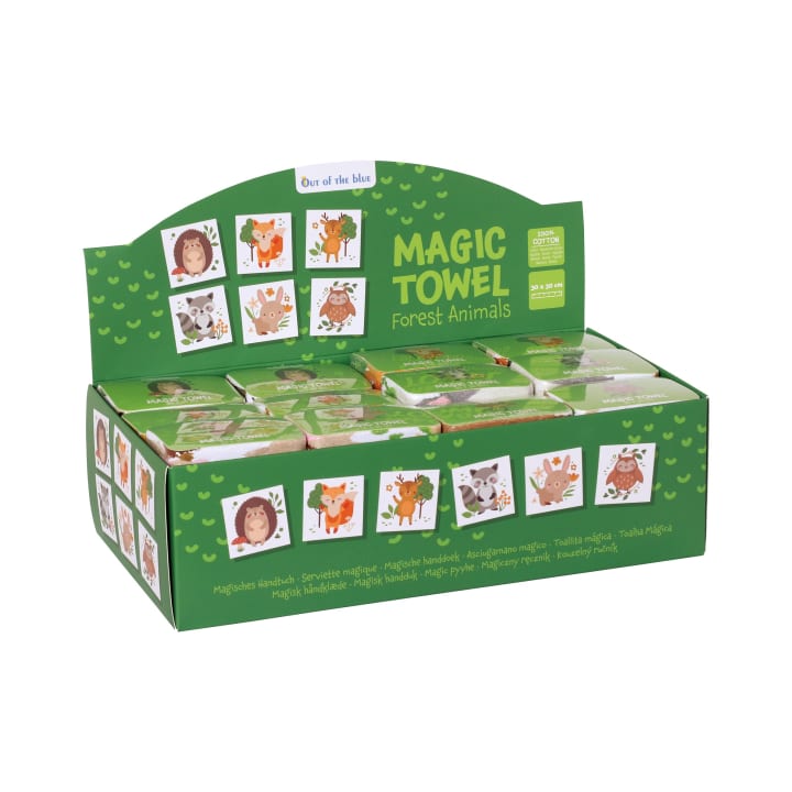 Magisches Handtuch, 48 Stück, 6 Waldtier-Designs, 30 x 30 cm