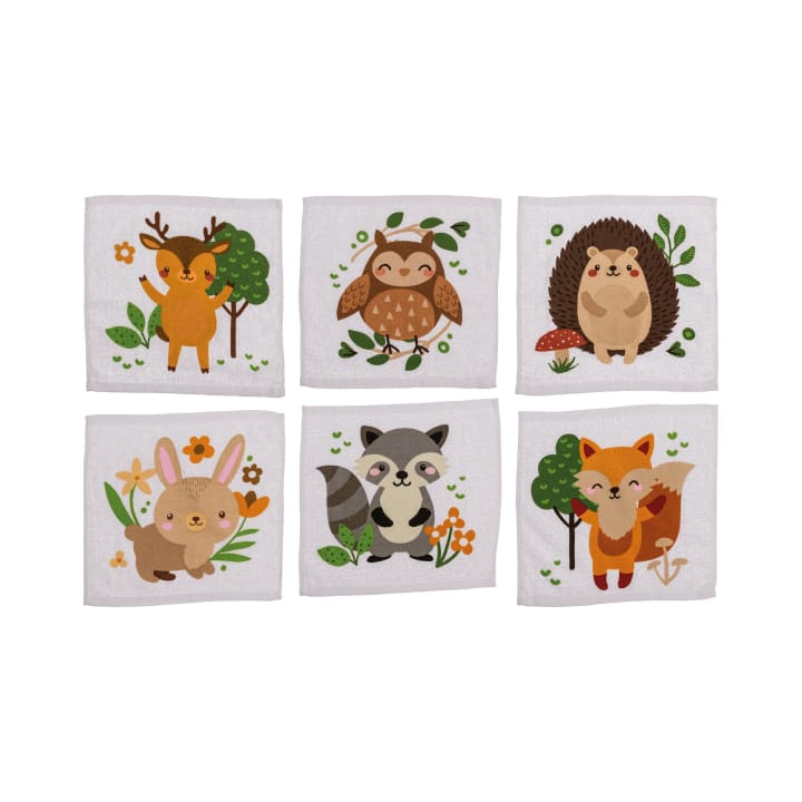 Magisches Handtuch, 48 Stück, 6 Waldtier-Designs, 30 x 30 cm