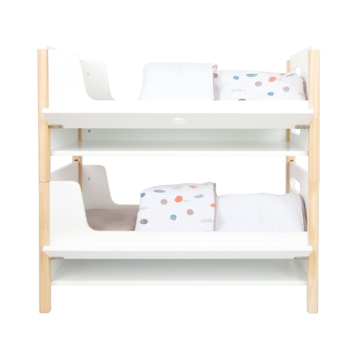 Puppenhochbett 2in1, Holz, mit Wendebettwäsche, ab 3 Jahren