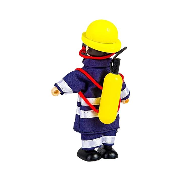 Feuerwehrfiguren, 4 Holz-Figuren, 12 cm, mit Zubehör, ab 3 Jahren