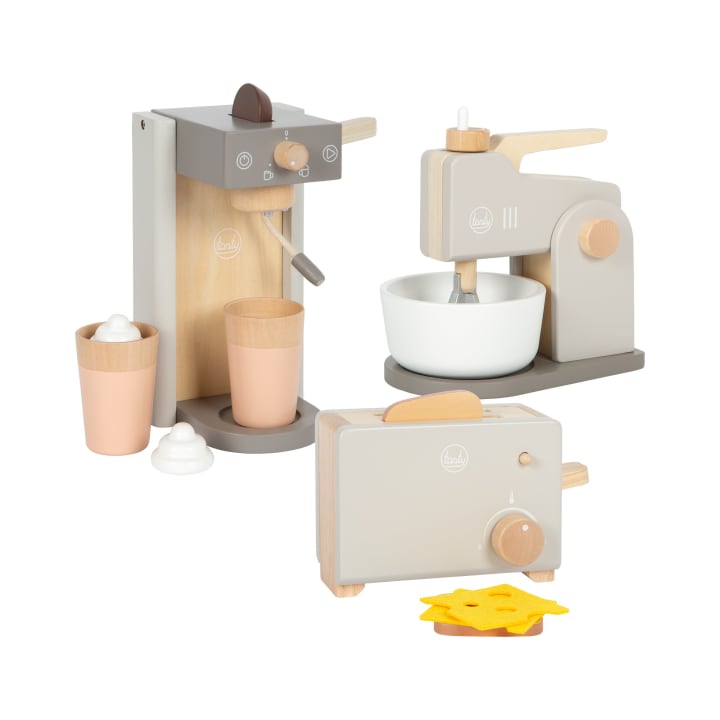 Küchengeräte-Set für Kinderküche, Mixer, Kaffeemaschine, Toaster, ab 3