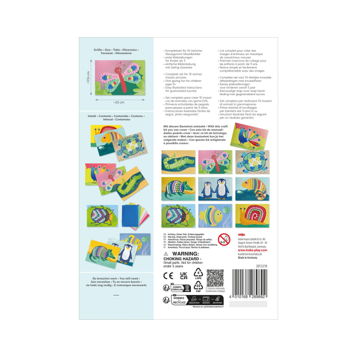 Sachenmacher Erstes Kleben Tiere, Bastelset Moosgummi, 10 St., ab 3 J.