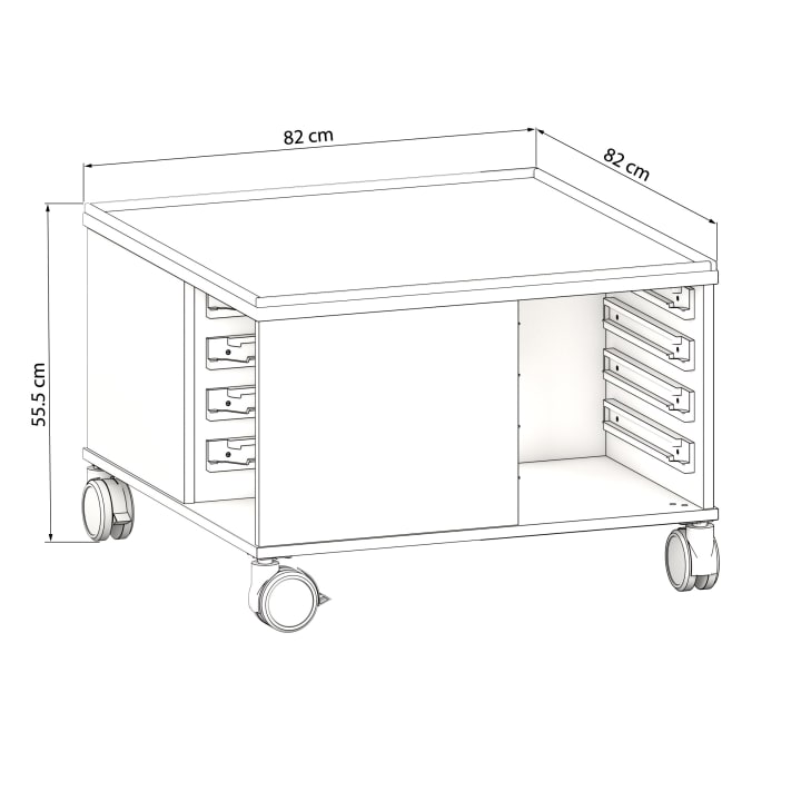 Bau- und Konstruktionstisch mittel, mit Rollen, L 82 x B 82 x H 55 cm