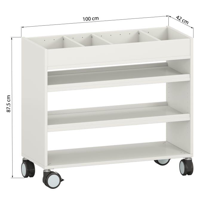 Kreativwagen klein, Atelierwagen mit Rollen, L 100 x B 42 x H 87,5 cm