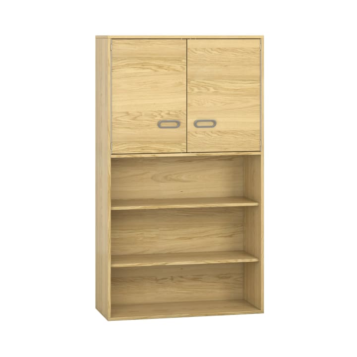 Kombischrank mit Doppeltür, unten offen, Furnier, B 100 x H 175 x T 42 cm