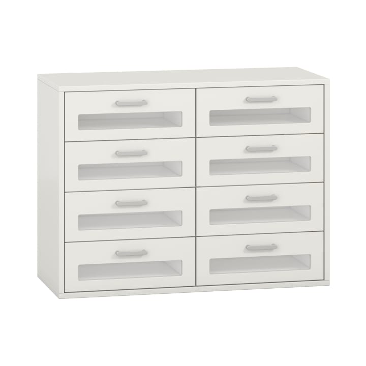 Schubkastenschrank mit 8 Schubkästen und Acrylfronten, Dekor, B 100 x H 75 x T 42 cm