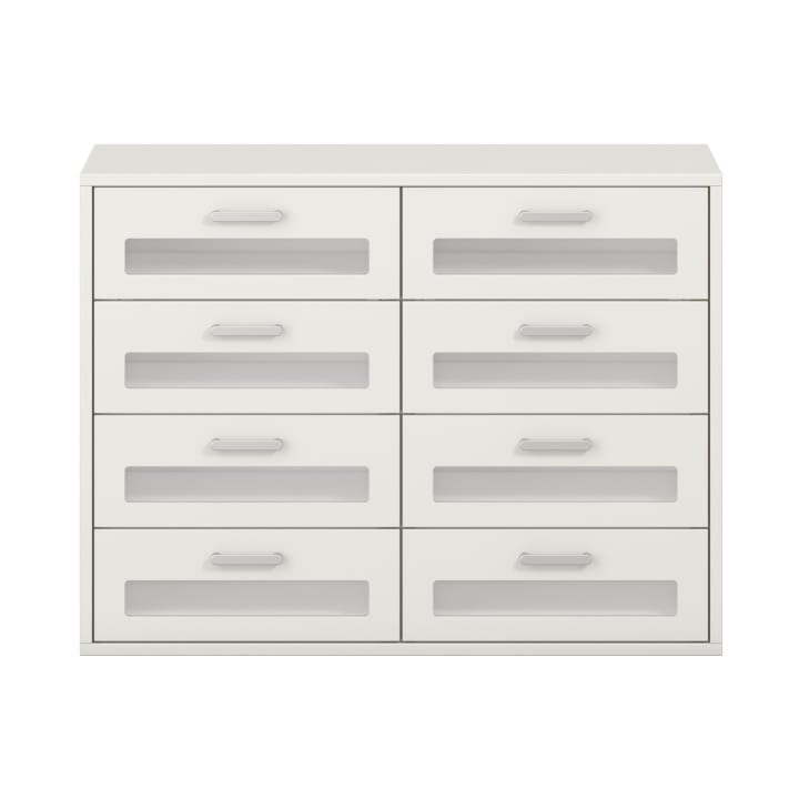Schubkastenschrank mit 8 Schubkästen und Acrylfronten, Dekor, B 100 x H 75 x T 42 cm