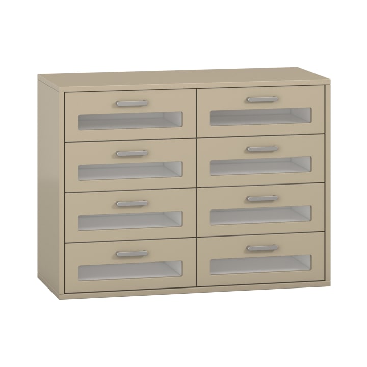 Schubkastenschrank mit 8 Schubkästen und Acrylfronten, Dekor, B 100 x H 75 x T 42 cm