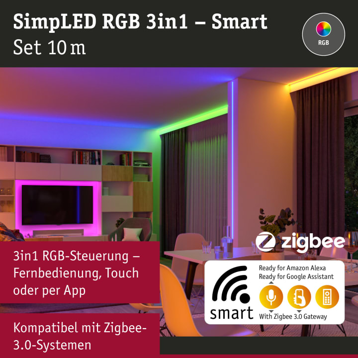 LED-Strip, 10 Meter, mit Farbwechsel & Fernbedienung