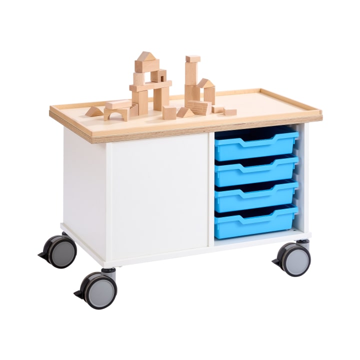 Bau- und Konstruktionstisch klein, mit Rollen, L 82 x B 48,2 x H 55 cm