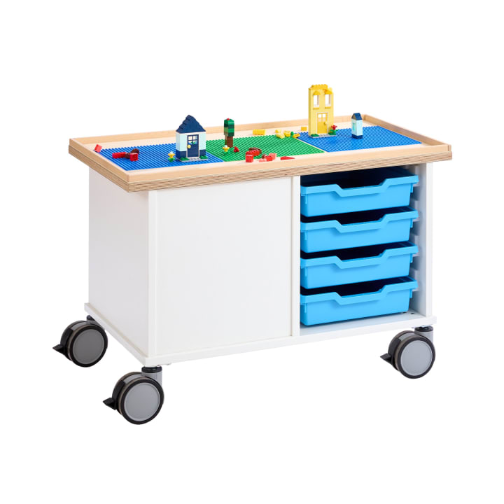 Bau- und Konstruktionstisch klein, mit Rollen, L 82 x B 48,2 x H 55 cm