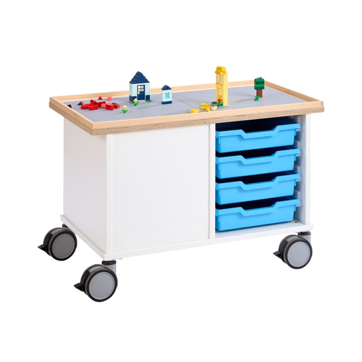 Bau- und Konstruktionstisch klein, mit Rollen, L 82 x B 48,2 x H 55 cm
