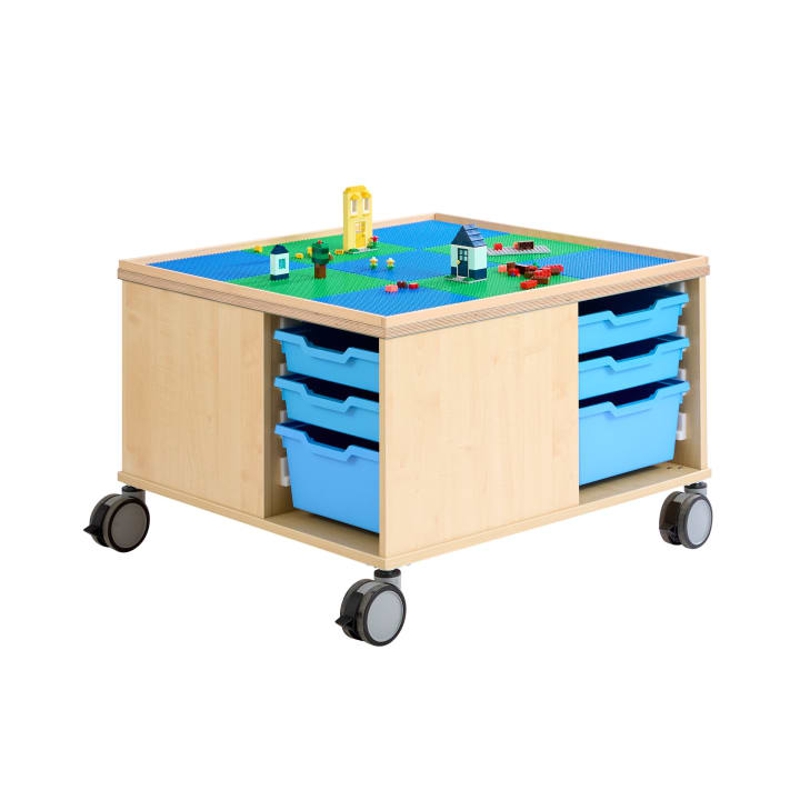Bau- und Konstruktionstisch mittel, mit Rollen, L 82 x B 82 x H 55 cm
