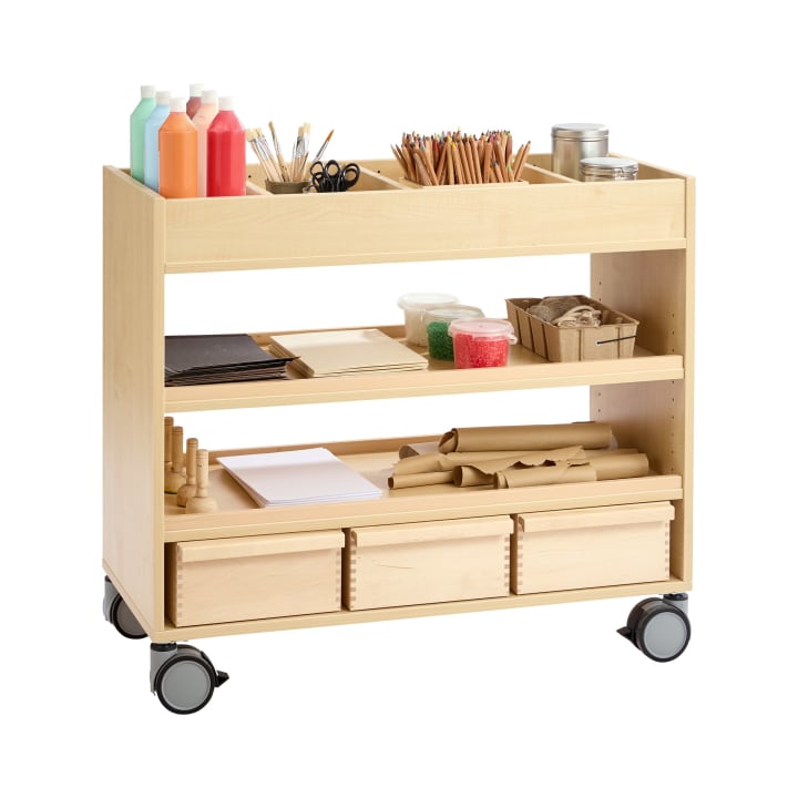 Kreativwagen klein, Atelierwagen mit Rollen, L 100 x B 42 x H 87,5 cm