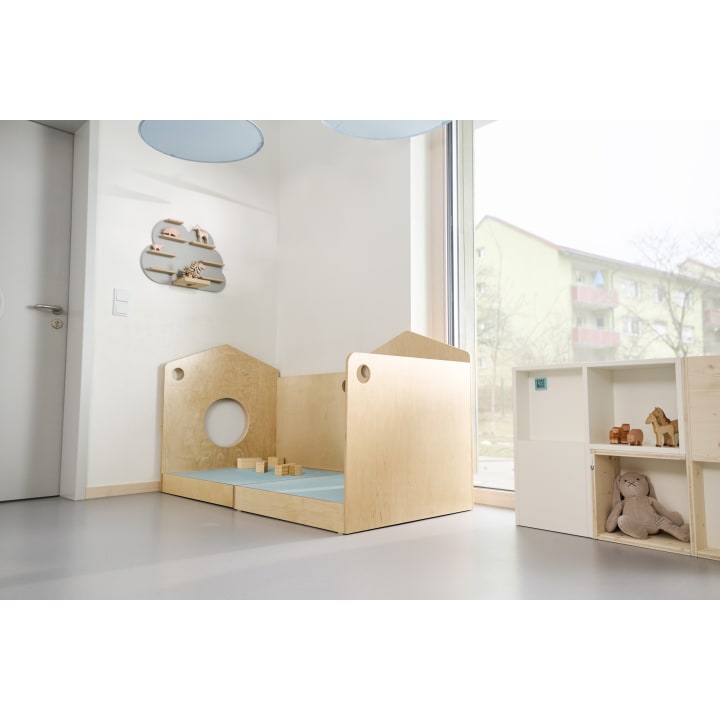 Spielpodest mit Raumteilerfunktion Linoleumbelag 82 x 90 x 90 cm