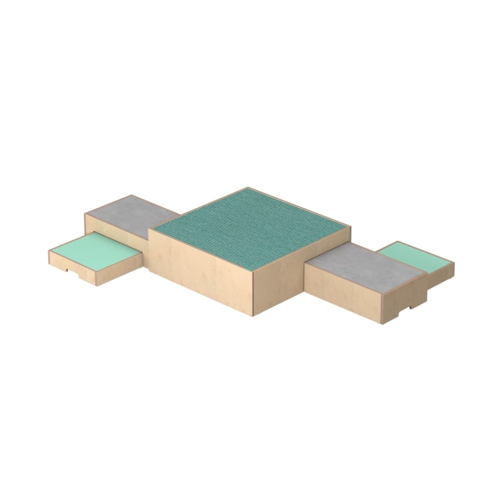 Modulare Podestlandschaft Aqua Echtholz-Furnier 5 Teile