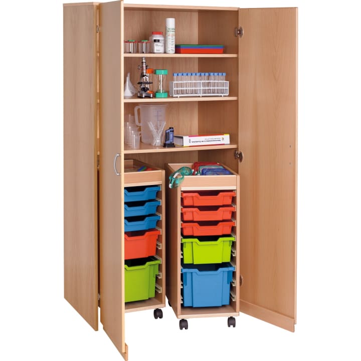 Materialschrank Forminant mit 2 Rollwagen, B 100 x H 182 x T 60 cm