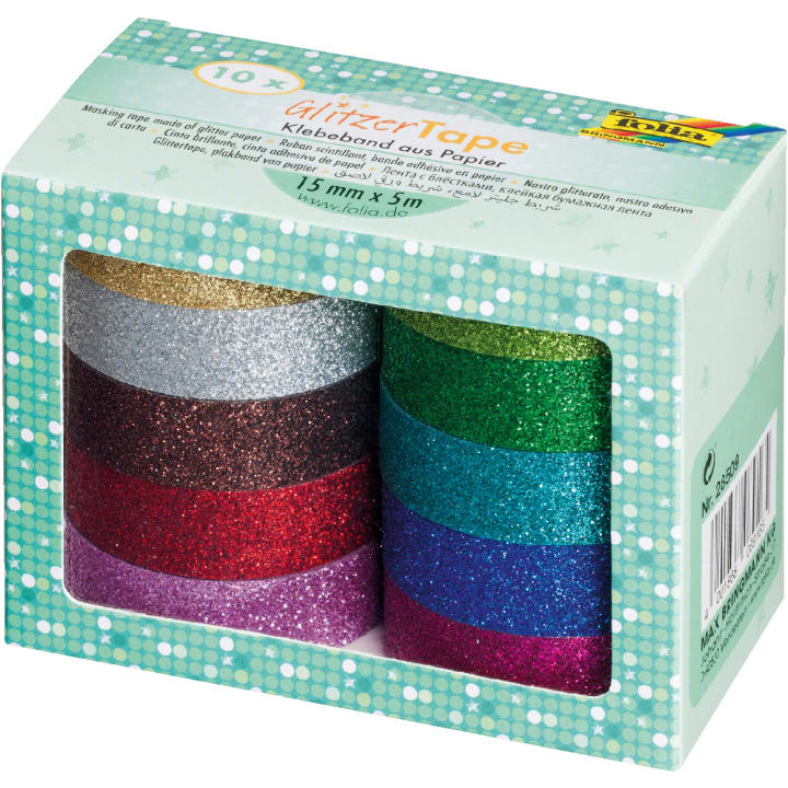 folia<sup>®</sup> Glitzer Tape, Papierklebeband, 10 Rollen