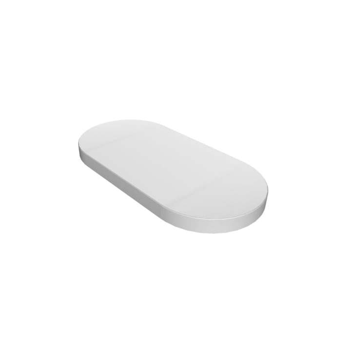 Eine einfache, weiße, ovale Tablette oder Pille vor einem weißen Hintergrund.