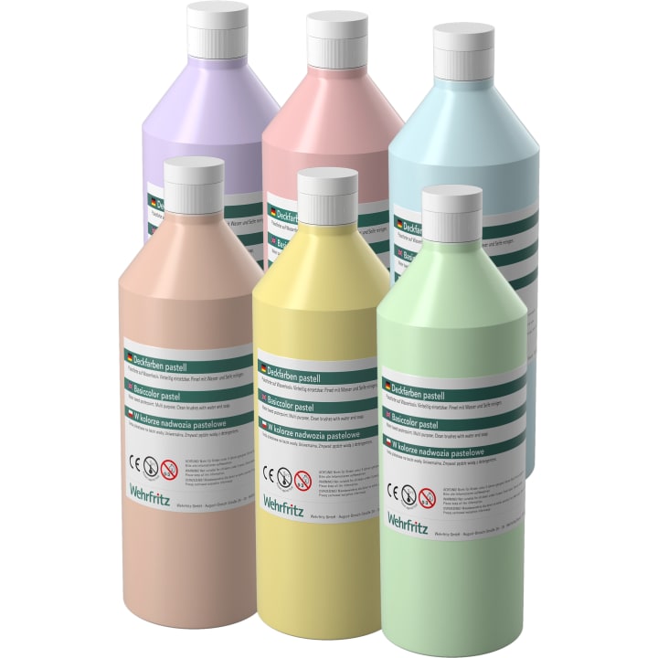 HABA Pro Deckfarben-Set Pastell, 6 Farben à 500 ml