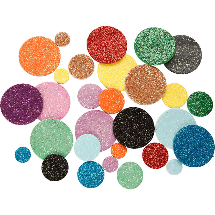 Moosgummi-Punkte Glitter, ca. 1.000 Punkte in 10 Farben