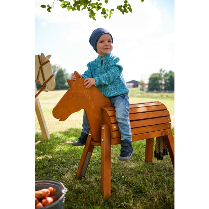 Holzpferd Garten, Holzpony ab 18 Monate, 58cm, Kindergartenqualität