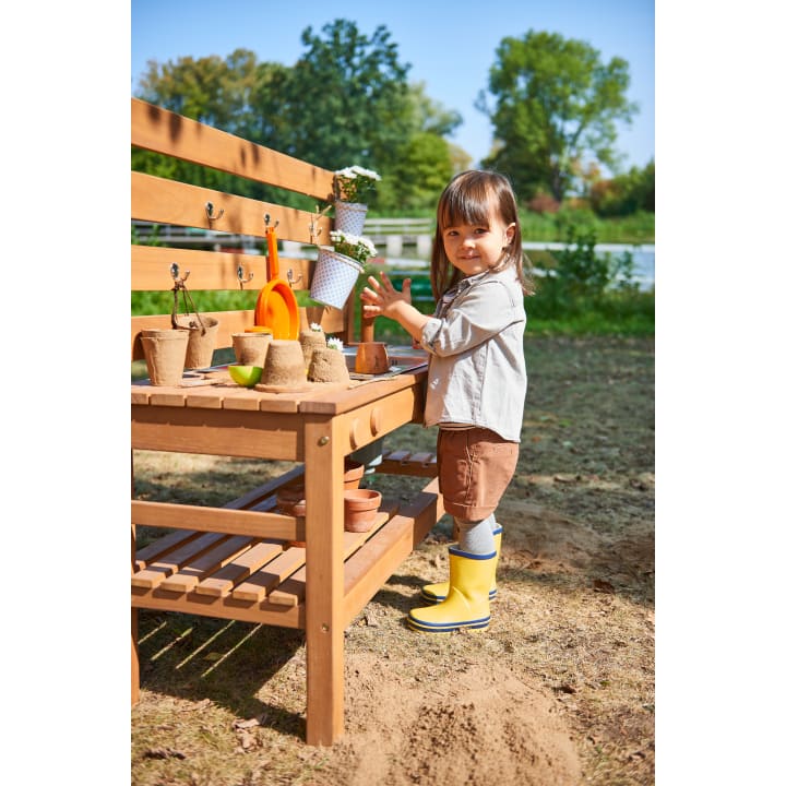 Outdoor Spielküche für Kinder ab 3, Abwaschbecken mit Ablauf