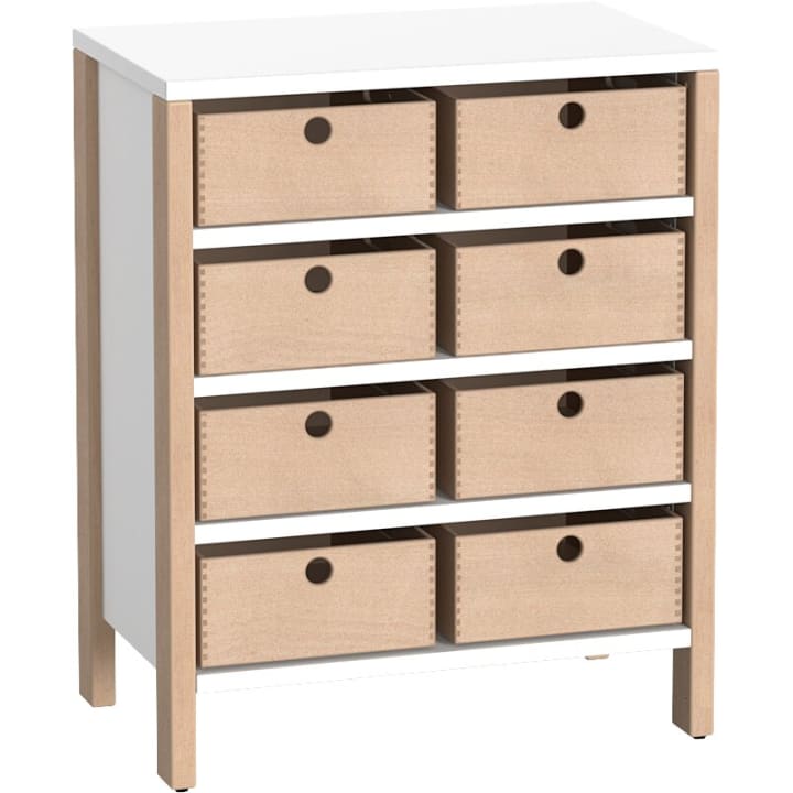 Schrank Linus mit 8 Materialkästen, B 75,3 x H 93,4  (mit Rollen) x T 45,7 cm