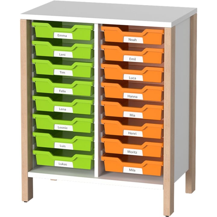 Regalschrank Linus für Materialboxen, B 75,3 x H 93,4  (mit Füßen) x T 45,7 cm