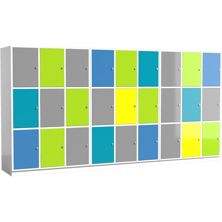 Schultaschenschrank, 3 x 3 Fächer, B 107,5 x H 165 x T 50 cm