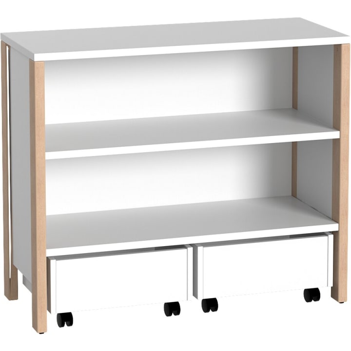 Regalschrank Linus, offen, mit 2 Rollkästen, B 110,4 x H 93,4 (mit Füßen) x T 45,7 cm