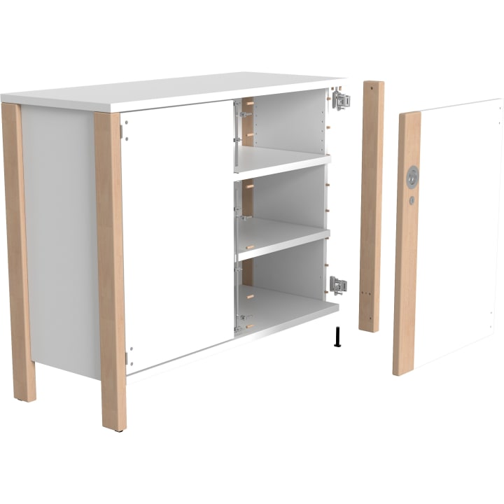 Doppeltürenschrank Linus,B 110,4 x H 93,4 (mit Rollen) x T 45,7 cm