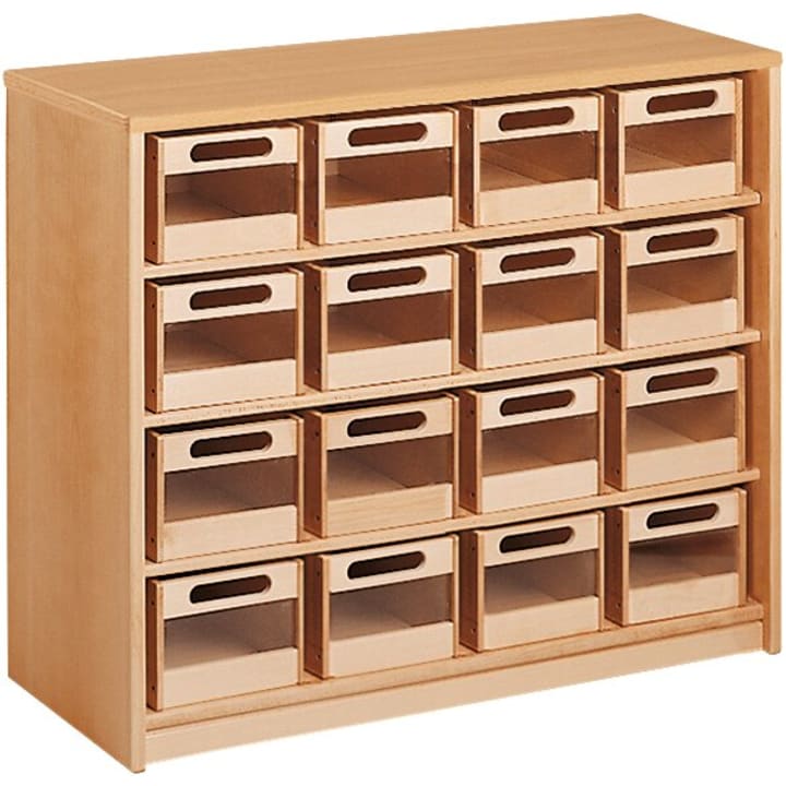 Schrank Forminant mit 16 Acryl-Materialkästen, B 100 x H 83,6 x T 39,4 cm
