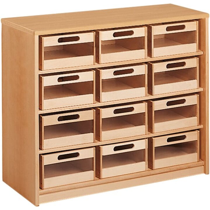 Schrank Forminant mit 12 Acryl-Materialkästen, B 100 x H 83,6 x T 39,4 cm